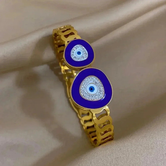 Evil Eye Stainless Steel Bangle Bracelet